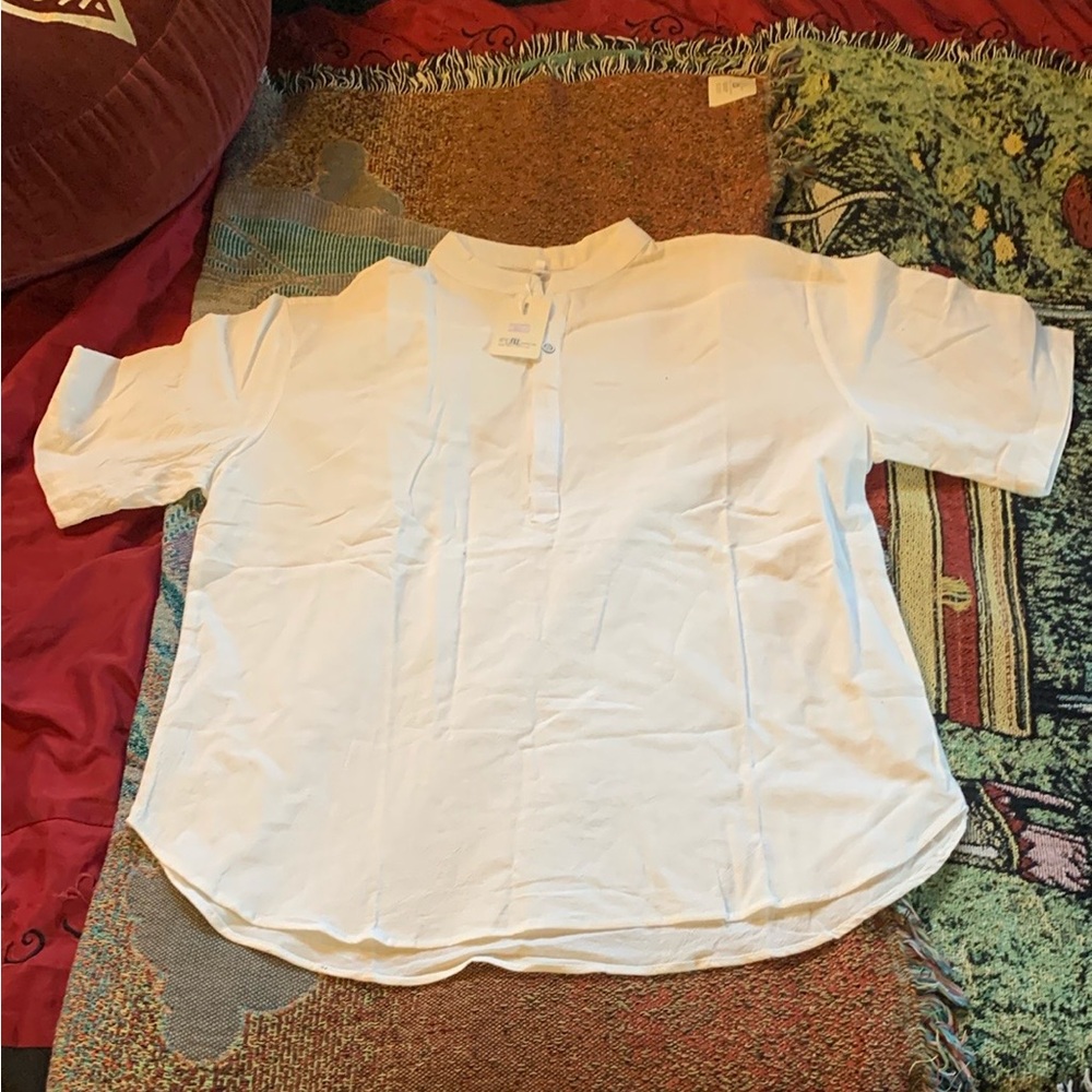 White Short Sleeve Linen Shirt